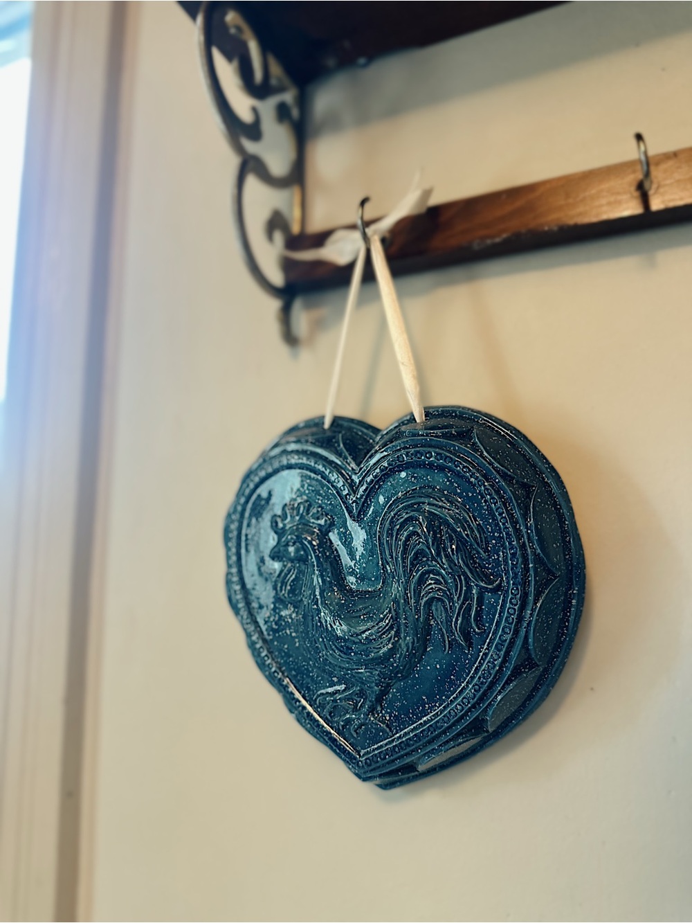 Blue Rooster Ceramic Wall Plaque